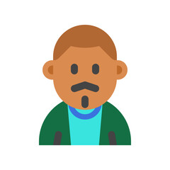 Editable man with buzz haircut and mustache avatar vector icon. User, profile, identity, persona. Part of a big icon set family. Perfect for web and app interfaces, presentations, infographics, etc