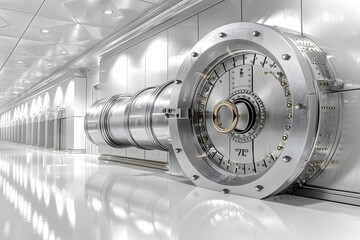 A large metal safe door in a building