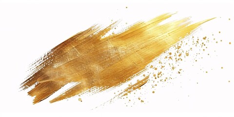 A shimmering artwork created with gold metallic paper and abstract brushstrokes on a white surface.