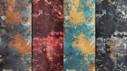 Colorful scratched vintage backgrounds. Great for textures and backgrounds.