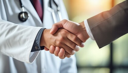 A doctor collaborating with businessmen, corporate agencies, industry organizations, and stakeholders.