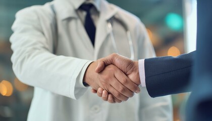 A doctor collaborating with businessmen, corporate agencies, industry organizations, and stakeholders.