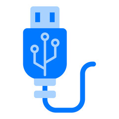 USB Cable Connector Blue Flat