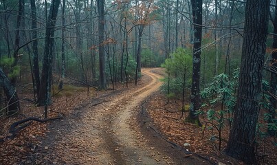 Obraz premium A winding path through the woods in a southern forest