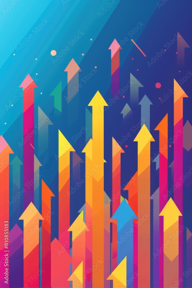 Poster colorful arrows pointing upward. perfect for business concepts