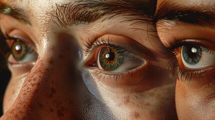 Close up of a person's eyes and nose, suitable for medical or beauty concepts