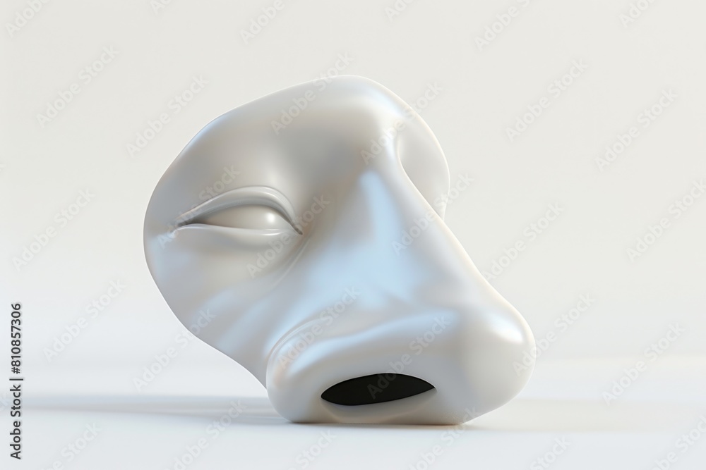 Poster close up of a white mask on a white surface, suitable for various concepts and designs