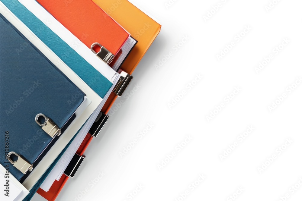 Aufkleber A stack of binders sitting on top of each other. Suitable for office and organization concepts