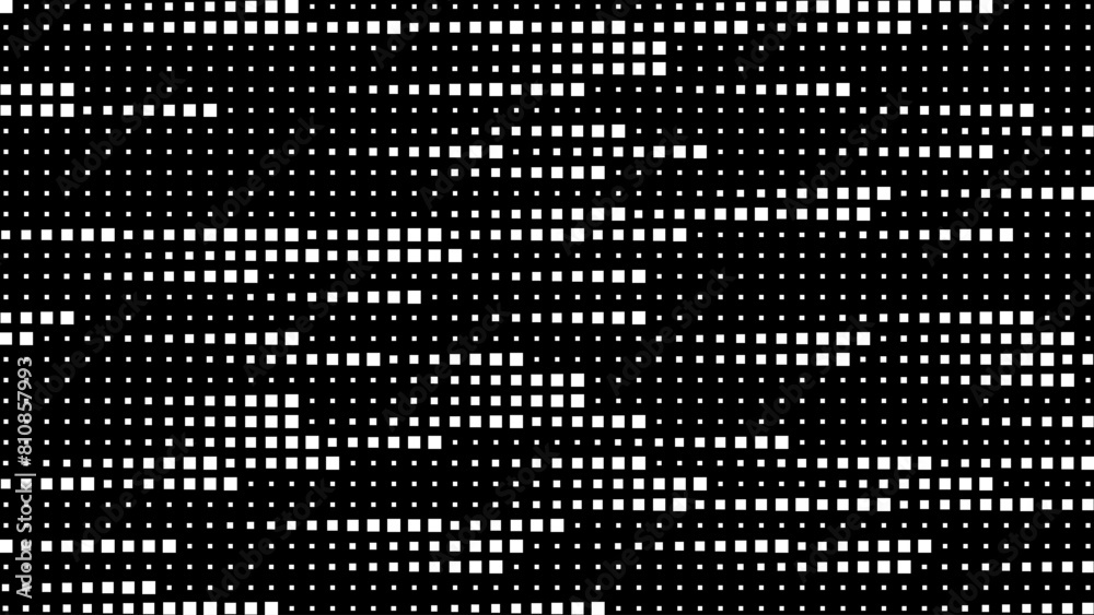 Poster Abstract Digital Mosaic Grid Square Dots Halftone Tech Background Pattern. White Pixels Moving Fast on Grid. Hi-Tech Minimal Technology Design Texture. Digital Data Flow Transfer Vector.
