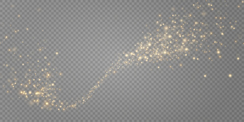 Gold sparks and golden stars glitter special light effect. Vector sparkles on transparent background. Christmas abstract. dust  © kulinskaia