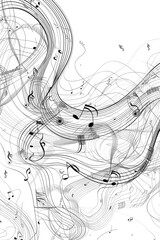 Black and white photo of music notes, suitable for musical themes