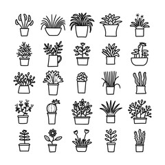 cute cartoon plant in pot drawing.