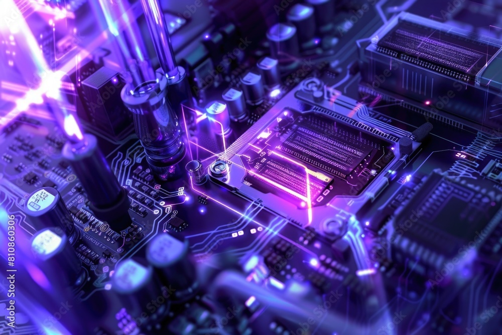 Aufkleber Detailed view of a computer motherboard. Perfect for technology and electronics concepts