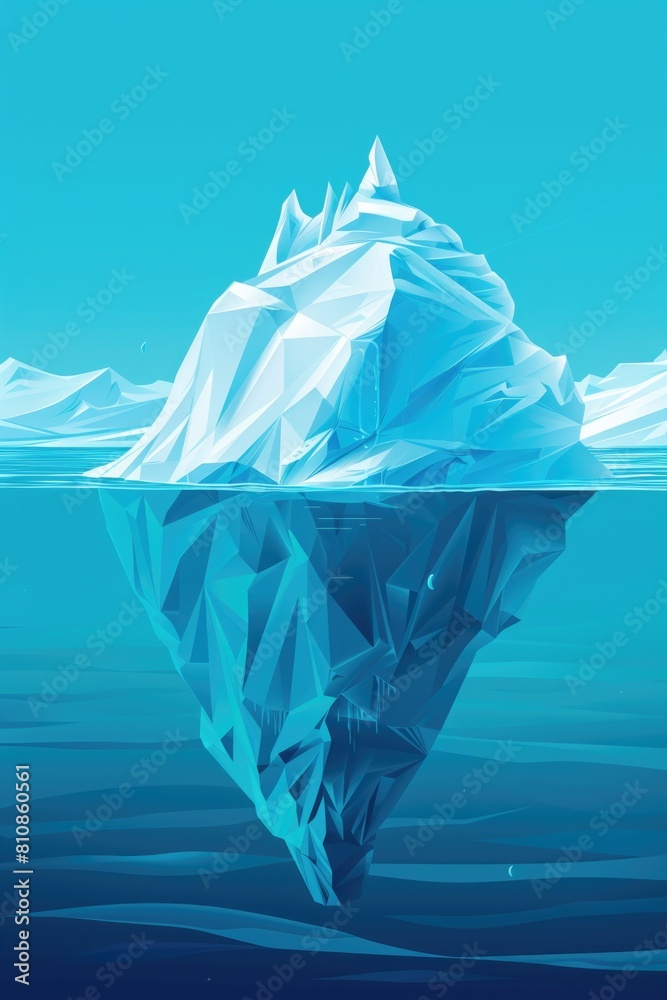 Poster An iceberg floating in the middle of the ocean. Suitable for environmental and climate change concepts
