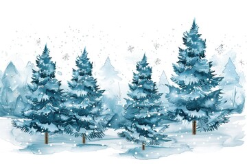 Winter landscape with snow-covered trees. Suitable for winter-themed designs