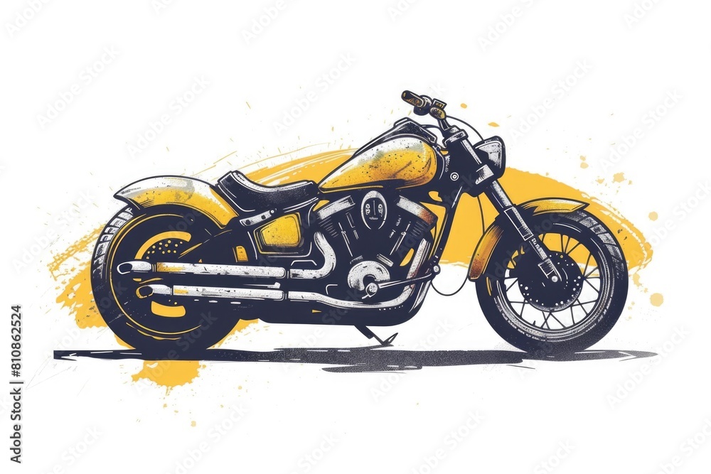Poster a drawing of a motorcycle on a plain white background. suitable for various design projects