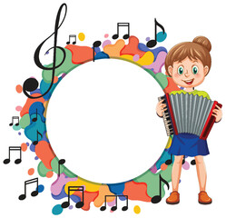 Fototapeta premium Colorful illustration of children playing musical instruments