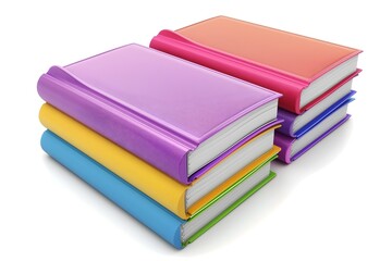 Colorful Stack of Travel Photo Albums on White Background