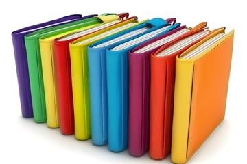 Amazing 3D Icon of Colorful Book Collection on White Background