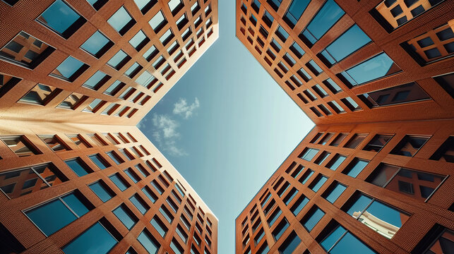 Urban architecture photography in a minimalist concept with geometric patterns. Generative AI