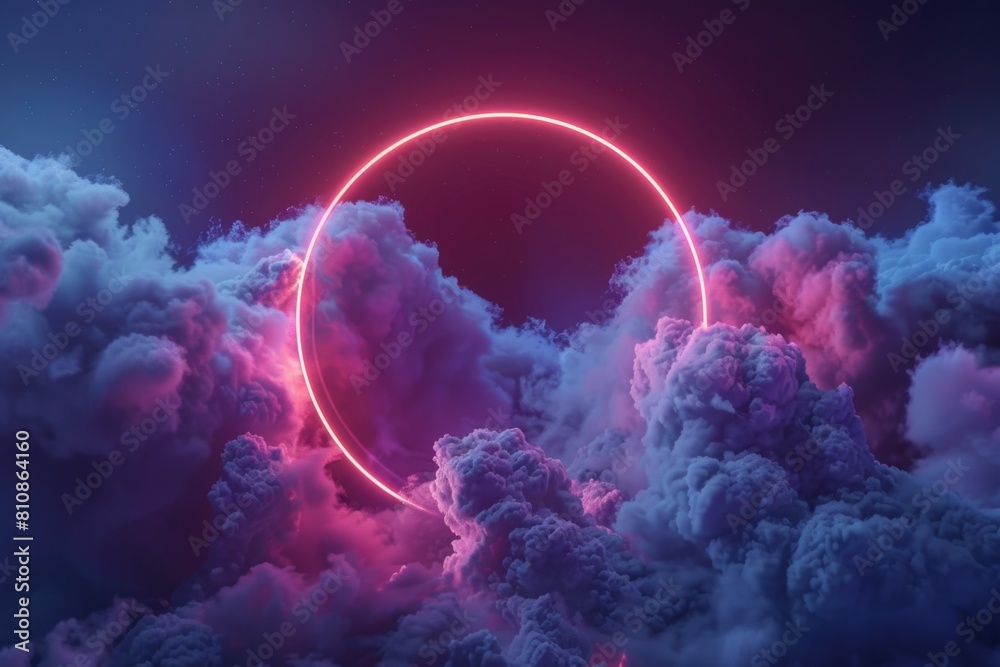 Poster Unique circle formation in a dramatic sky, suitable for various concepts