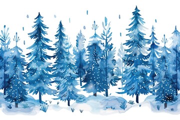 Obraz premium A beautiful watercolor painting of a snowy forest. Perfect for winter-themed designs