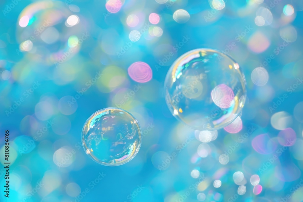 Poster A bunch of bubbles floating in the air. Suitable for various design projects