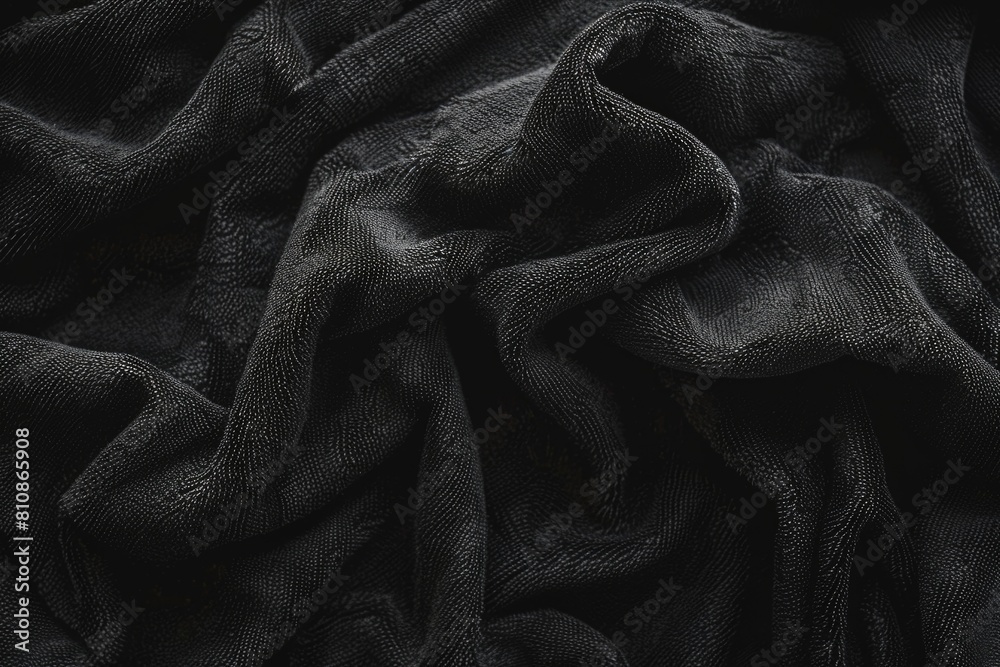 Poster close up of a black cloth on a table. suitable for textile or interior design concepts