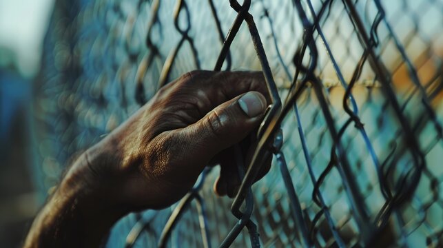 Resting your hand on a cold metal fence evokes thoughts of borders prisons and the complex issue of illegal migration