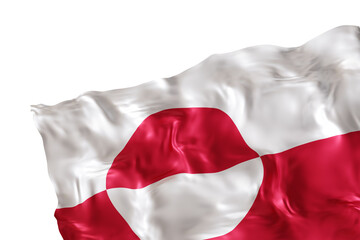 Realistic flag of Greenland with folds, on transparent background. Footer, corner design element. Cut out. Perfect for patriotic themes or national event promotions. Empty, copy space. 3D render