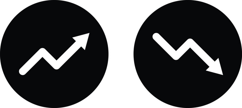Uptrend and downtrend icon set isolated on white background . Uptrend and downtrend arrow icon . Vector