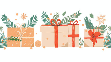 Christmas present design. Winter holiday gift box dec - obrazy, fototapety, plakaty