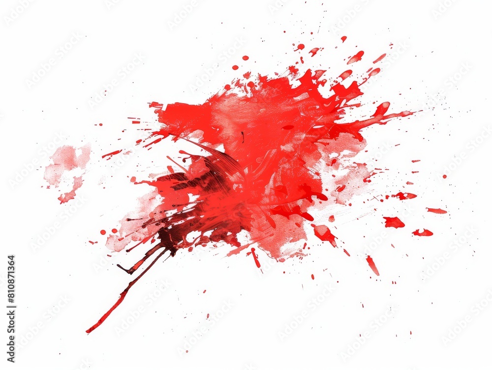 Wall mural a red splatter of paint on a white background. the splatter is large and covers a significant portio