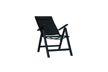 metal chair for camping and outdoor use. Black folding chair isolated on white background