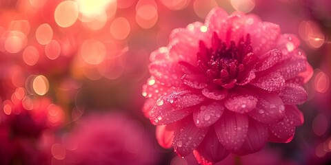 A pink flower with water droplets on it.