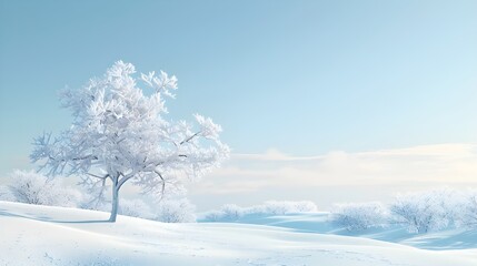 winter landscape with snow covered trees and clear blue sky 