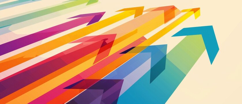 Abstract multicolored arrows in upward direction..