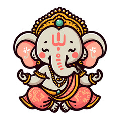 Obraz premium Ganesha stickers Show a gesture of blessing, reducing details for cuteness.
