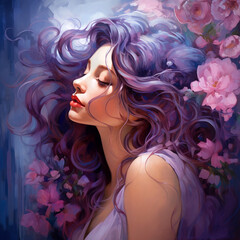 Fototapeta premium portrait of a woman with flowers