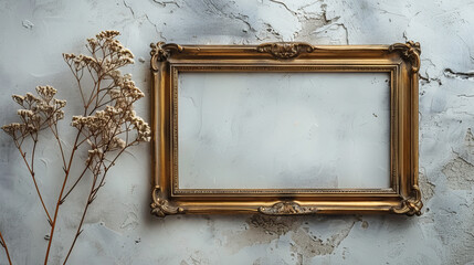 antique style golden bronze frame art design rectangle square frame border corners isolated on white background copy space for text, cards, wallpapers, portraits, banners, abstract , decor , wall 