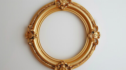 Obraz premium antique style golden bronze frame art design round frame isolated on white background copy space for text, cards, wallpapers, portraits, banners, abstract , decor , wall 