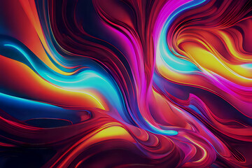 Fototapeta premium Abstract neon lights glowing colorful digital paint technology painting abstract background design illustration.