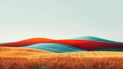 Fototapeta na wymiar Multicolor hills in minimalistic style.