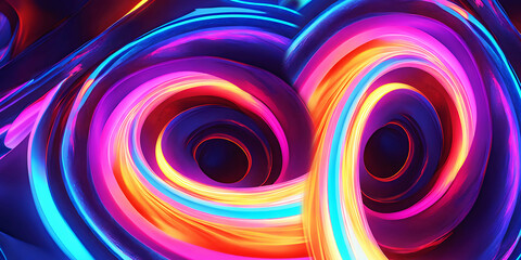 Obraz premium Abstract neon lights glowing colorful digital paint technology painting abstract background design illustration.