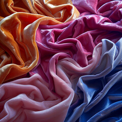 fabric texture of soft velvet in various colors