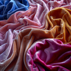 fabric texture of soft velvet in various colors