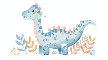 Cute hand drawn dinosaur baby toy vector flat illustration