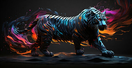 tiger in the night concept.