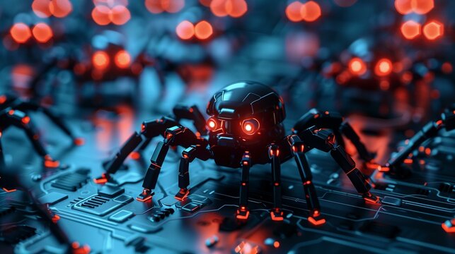 Digital spider botnet infecting computer system
