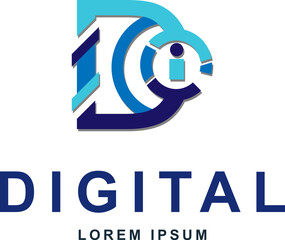 Web letter D tech circle logo
